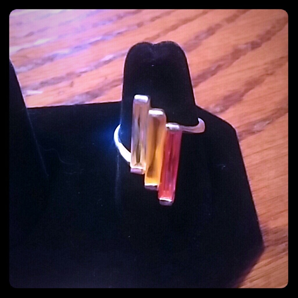 Sterling Silver Tri-Color Bar Ring